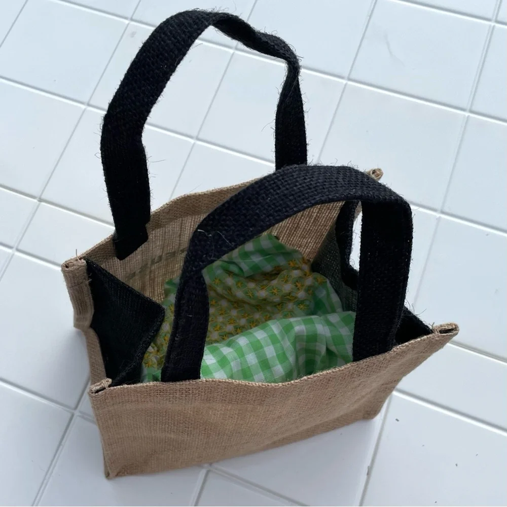 CHARTREUSE Liqueur Burlap Natural Jute Mini Tote Bag Gift Bag Promo Item